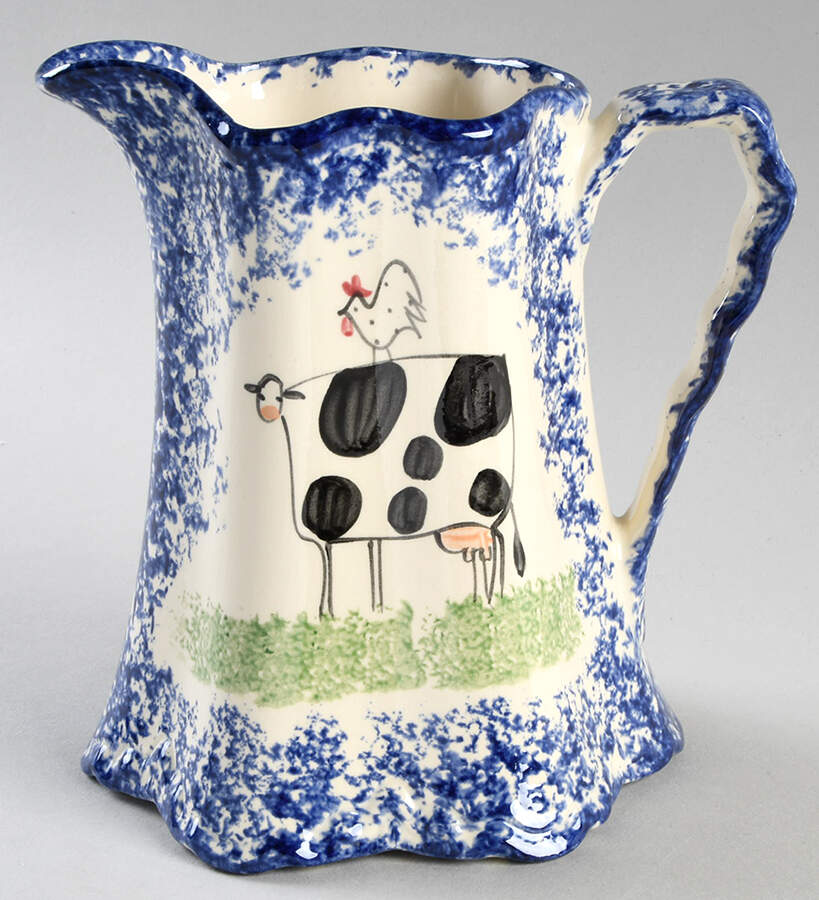 Molly's Cows Blue 32 Oz Pitcher by Molly Dallas-1
