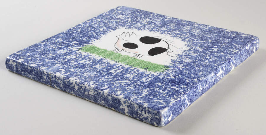 Molly's Cows Blue Square Trivet by Molly Dallas-1