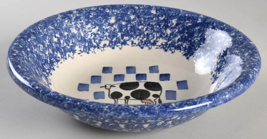 Molly's Cows Blue 9" Round Vegetable Bowl by Molly Dallas-1