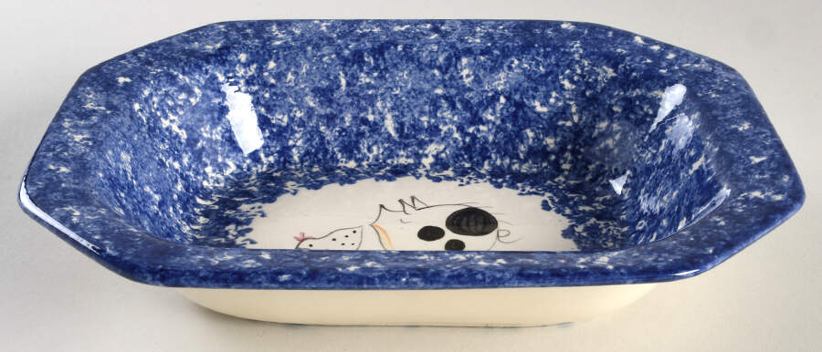 Molly's Cows Blue 10" Oval Vegetable Bowl by Molly Dallas-1