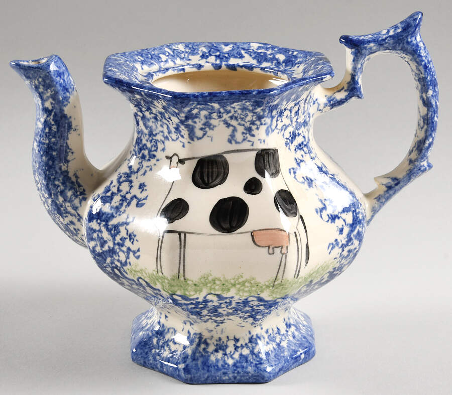 Molly's Cows Blue Tea/Coffee Pot No Lid by Molly Dallas-1