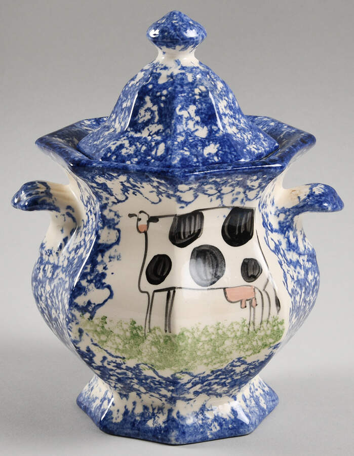 Molly's Cows Blue Sugar Bowl & Lid by Molly Dallas-1