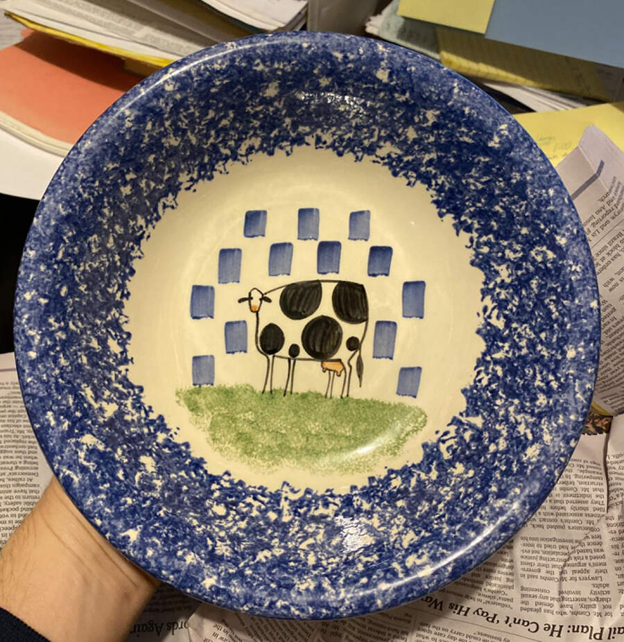 Molly's Cows Blue 9" Round Vegetable Bowl by Molly Dallas-1