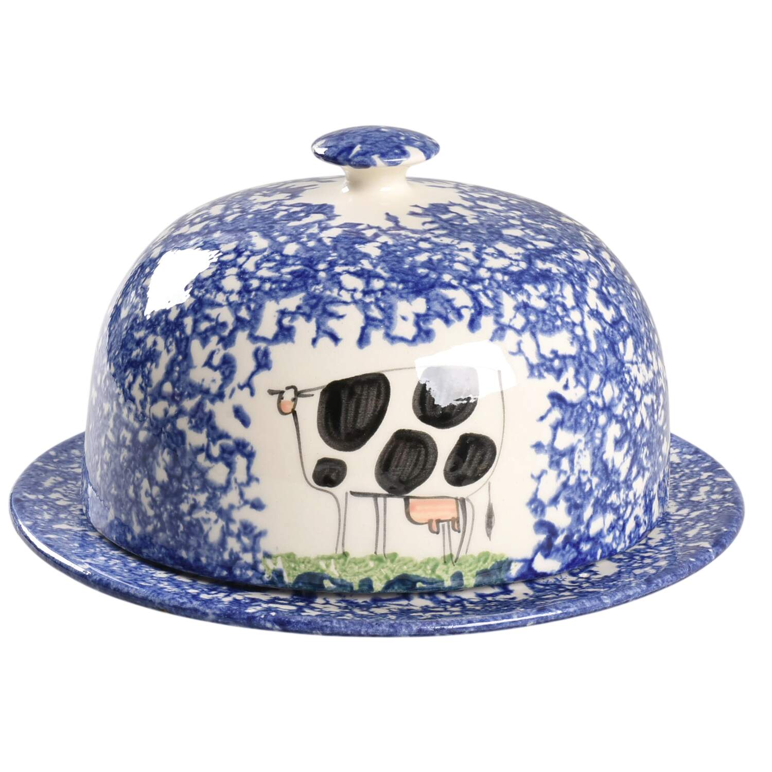 Molly's Cows Blue Round Cheese Dish & Lid by Molly Dallas-1