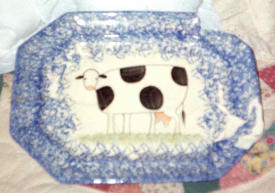 Molly's Cows Blue 12" Oval Serving Platter by Molly Dallas-1