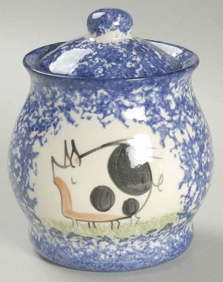Molly's Cows Blue Sugar Bowl & Lid by Molly Dallas-1