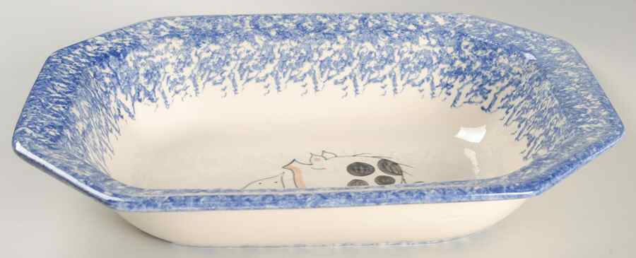 Molly's Cows Blue 11" Oval Vegetable Bowl by Molly Dallas-1