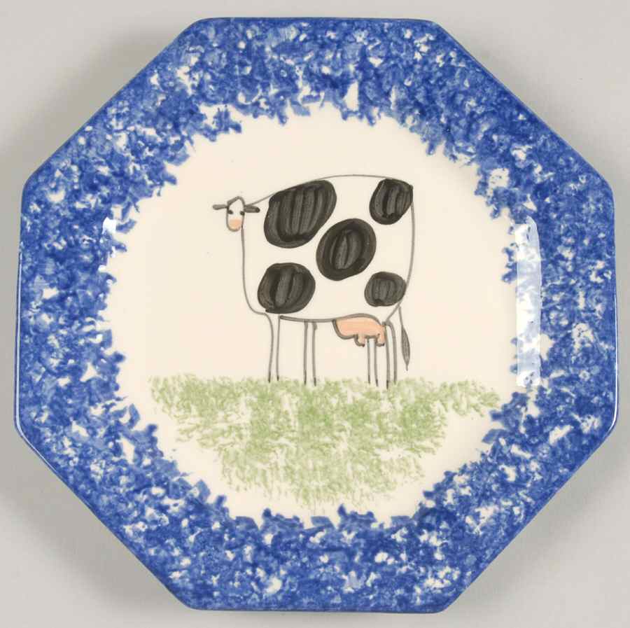 Molly's Cows Blue Octagonal Bread & Butter Plate by Molly Dallas-1