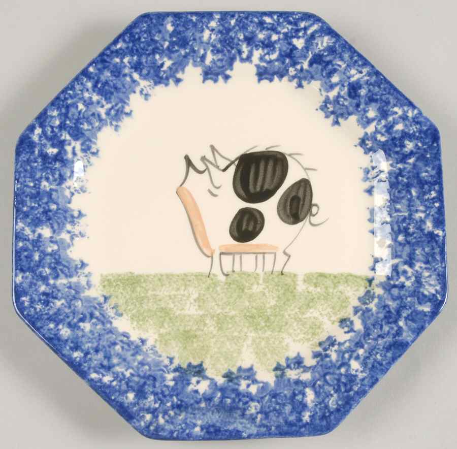 Molly's Cows Blue Octagonal Bread & Butter Plate by Molly Dallas-1
