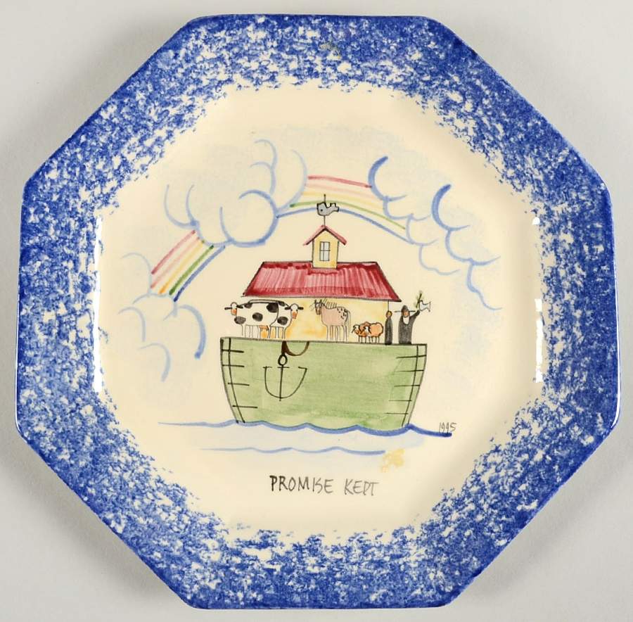 Molly's Cows Blue Octagonal Luncheon Plate by Molly Dallas-1