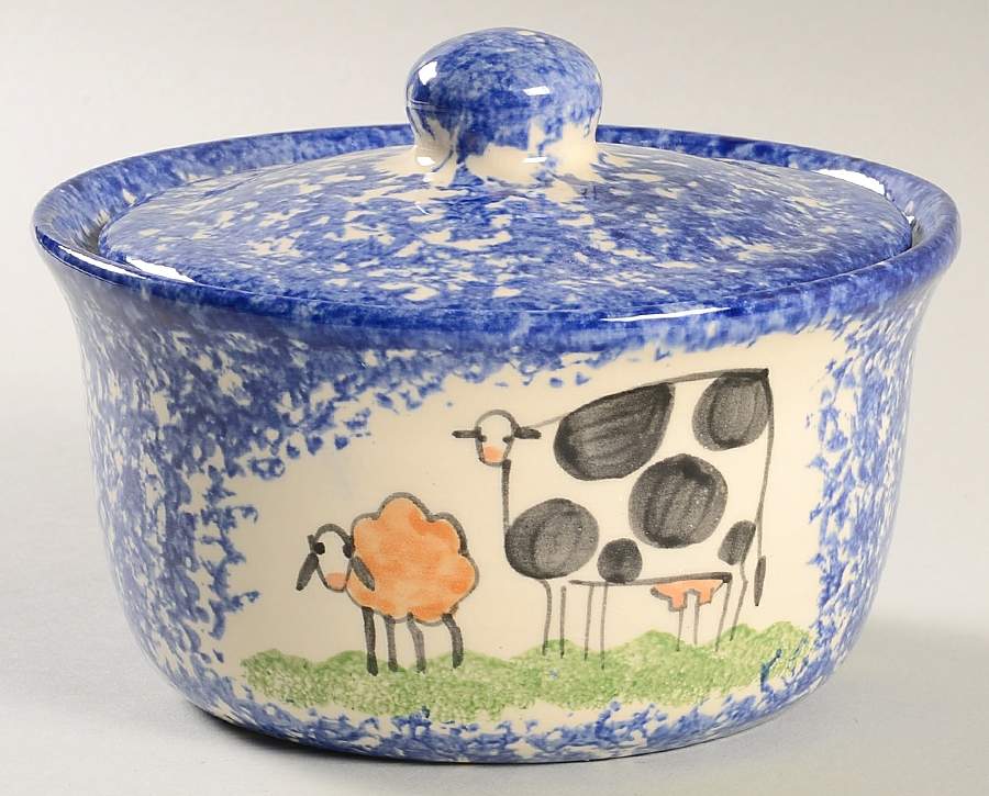 Molly's Cows Blue 5" Round Box & Lid by Molly Dallas-1