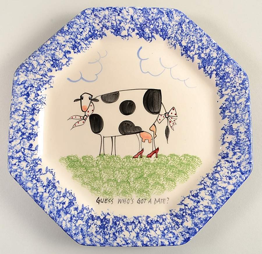 Molly's Cows Blue Octagonal Luncheon Plate by Molly Dallas-1