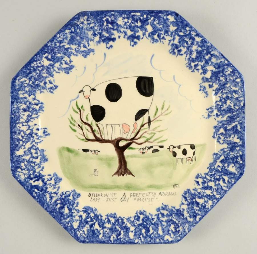 Molly's Cows Blue Octagonal Luncheon Plate by Molly Dallas-1