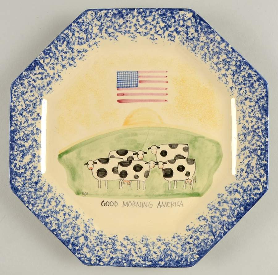 Molly's Cows Blue Octagonal Luncheon Plate by Molly Dallas-1
