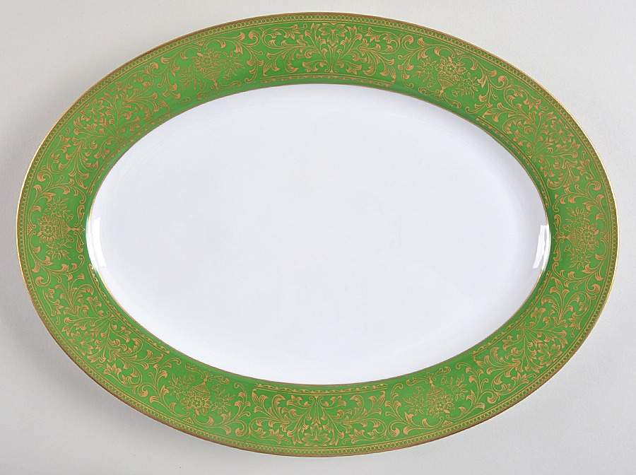Jade Mist 14" Oval Serving Platter by Modern China & Table Institute-1
