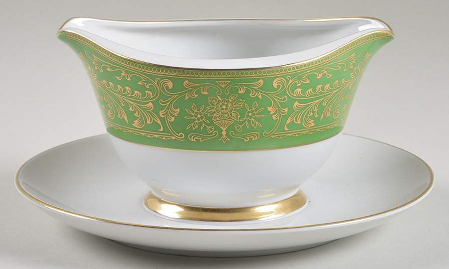 Jade Mist Gravy Boat with Attached Underplate by Modern China & Table Institute-1