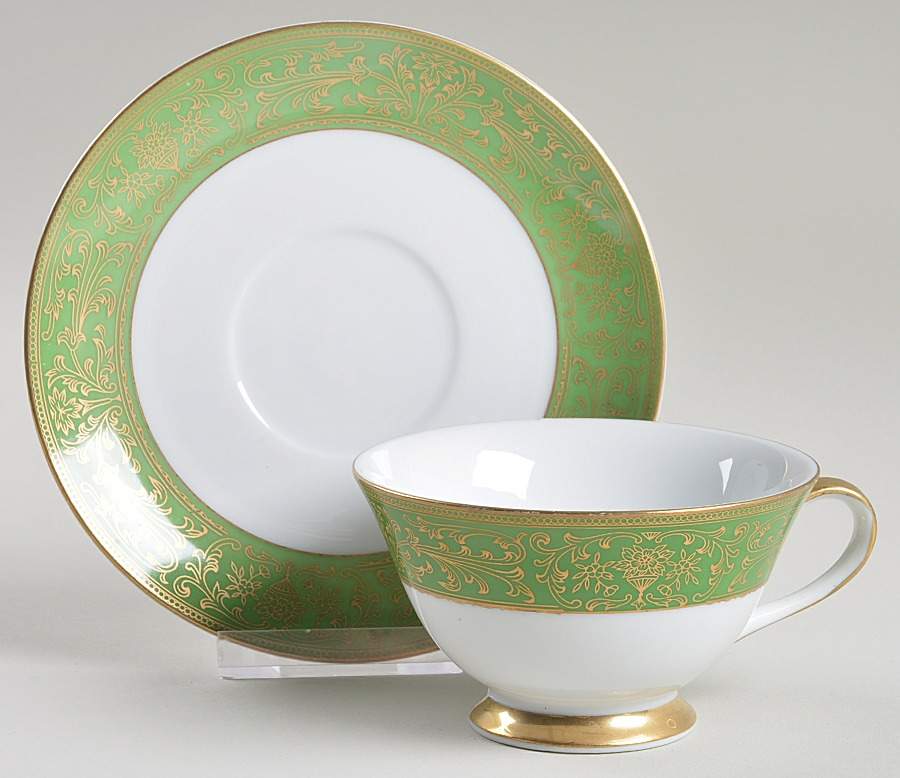 Jade Mist Footed Cup & Saucer Set by Modern China & Table Institute-1