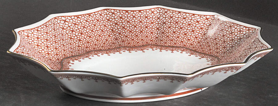 Red Lace Small Oval Fluted Dish by Mottahedeh-1