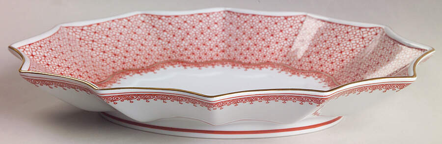 Red Lace Large Oval Fluted Dish by Mottahedeh-1