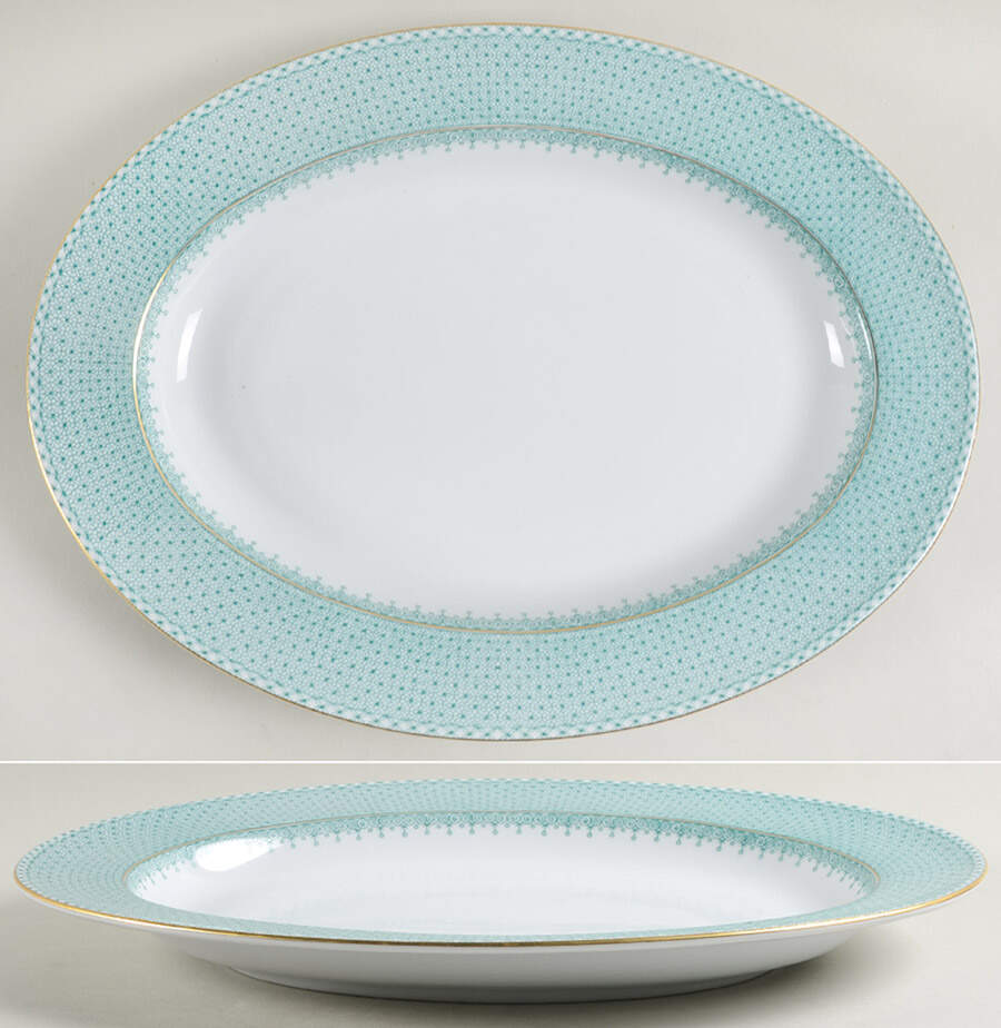 Green Lace 15" Oval Serving Platter by Mottahedeh-1