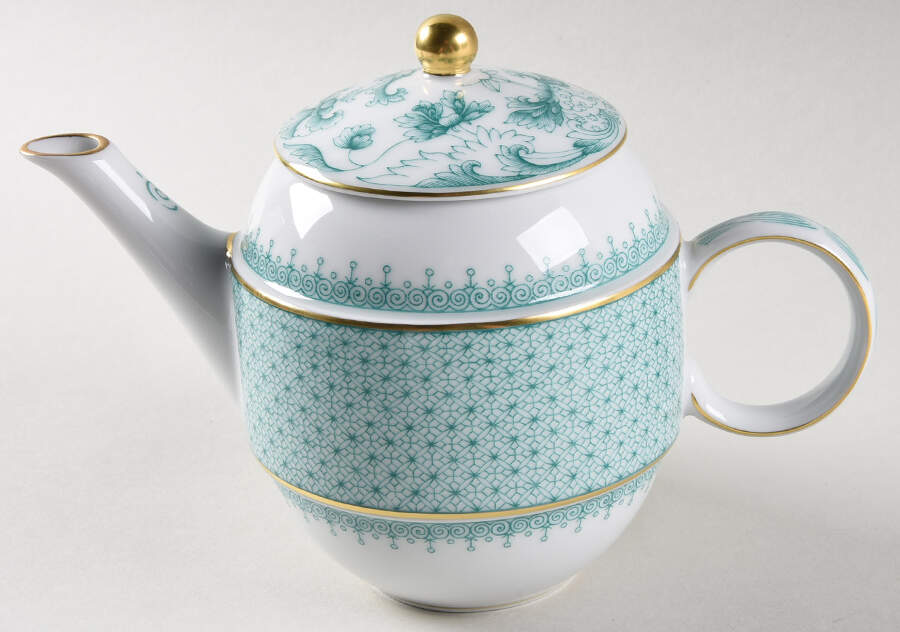 Green Lace Tea for Two Teapot by Mottahedeh-1