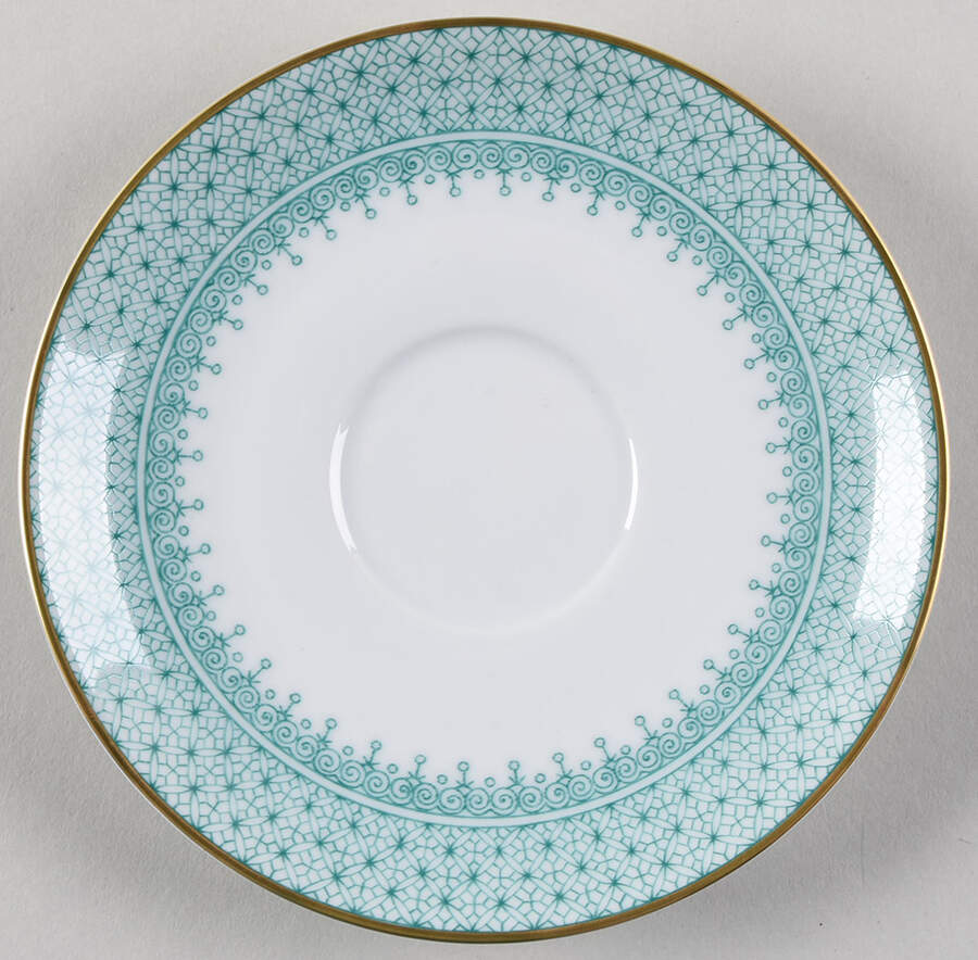 Green Lace Tea for Two Saucer by Mottahedeh-1