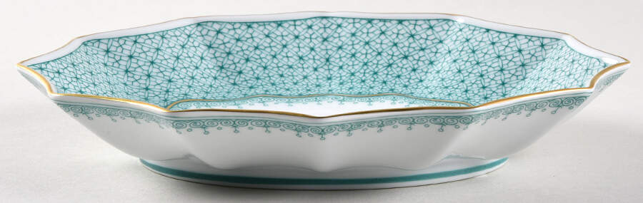 Green Lace Small Oval Fluted Dish by Mottahedeh-1
