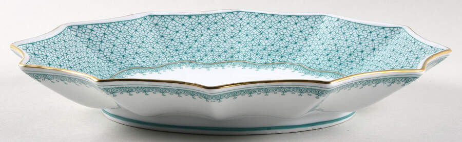 Green Lace Large Oval Fluted Dish by Mottahedeh-1