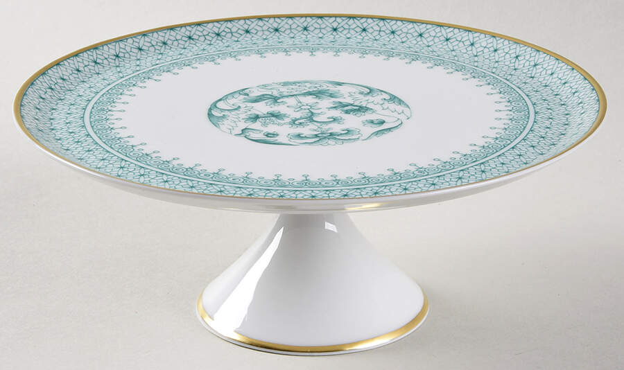 Green Lace 6" Diameter Pedestal Cake Stand by Mottahedeh-1