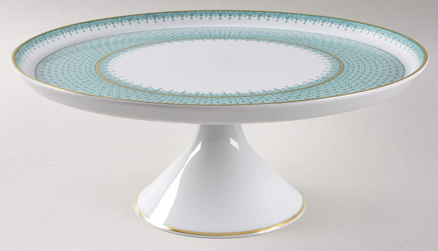 Green Lace 11" Diameter Pedestal Cake Stand by Mottahedeh-1