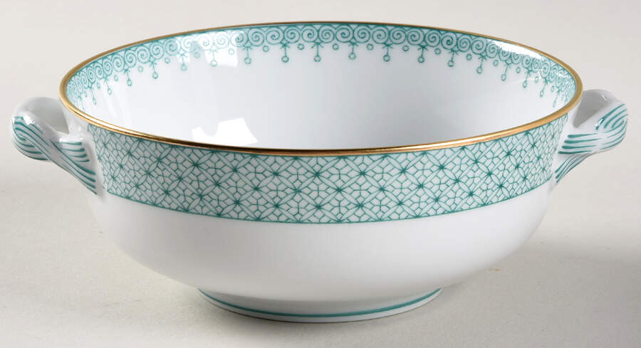 Green Lace Flat Cream Soup Bowl by Mottahedeh-1