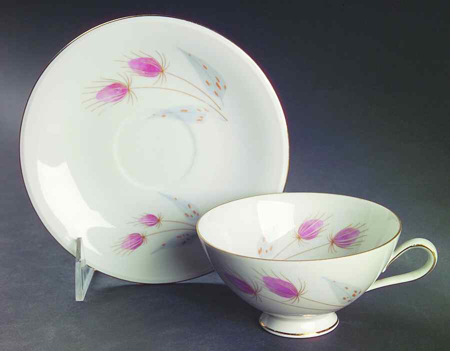 Beatrice Footed Cup & Saucer Set by Mitterteich-1