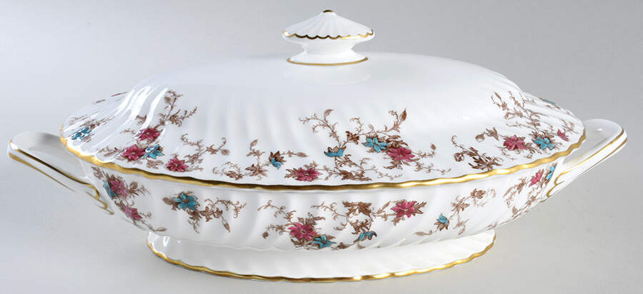 Ancestral (Wreath Backstamp) Oval Covered Vegetable by Minton-1