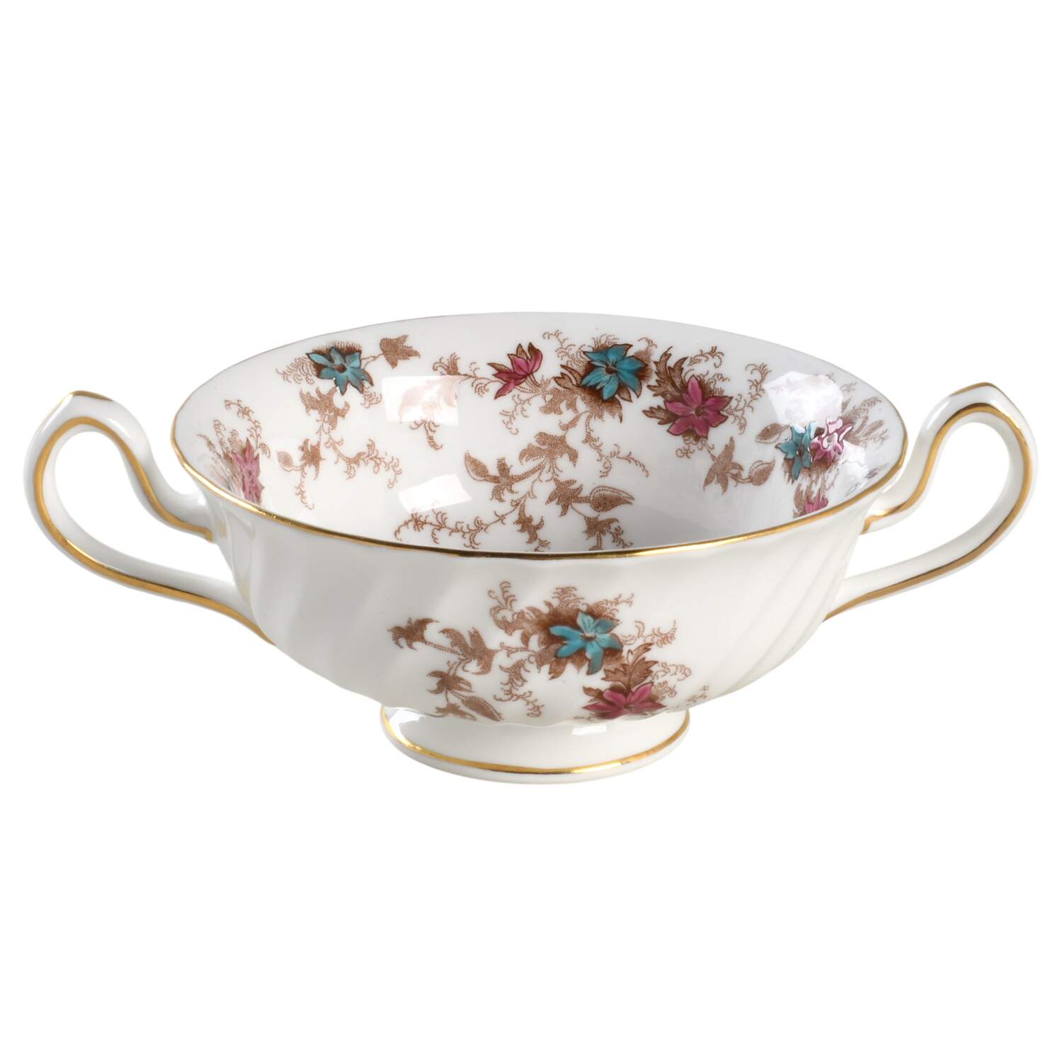 Ancestral (Wreath Backstamp) Footed Cream Soup Bowl by Minton-1