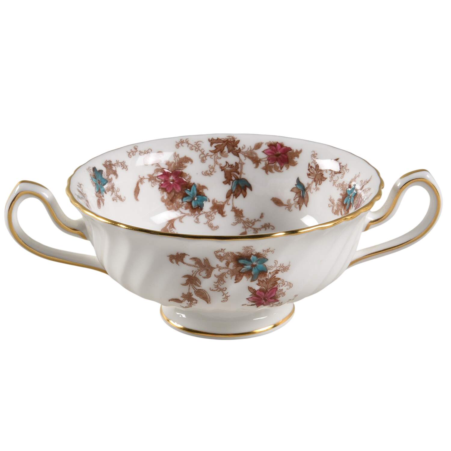 Ancestral (Wreath Backstamp) Footed Cream Soup Bowl by Minton-1