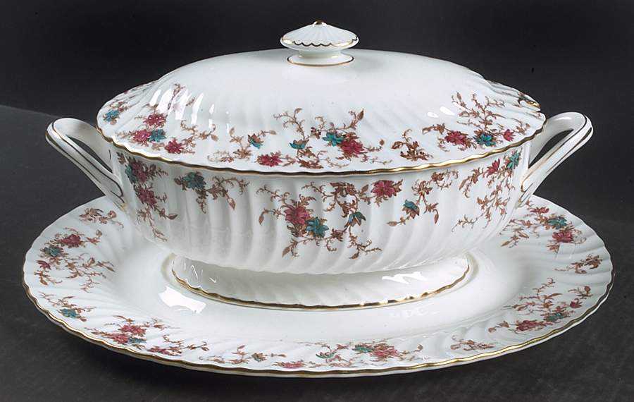 Ancestral (Wreath Backstamp) Oval Tureen & Lid with Underplate by Minton-1