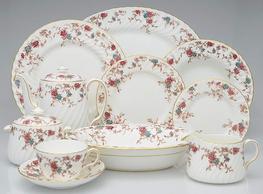 Ancestral (Wreath Backstamp) 55 Piece Estate Set by Minton-1