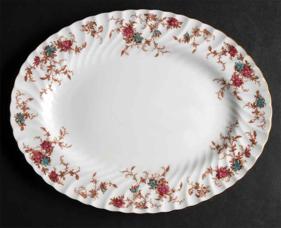 Ancestral (Wreath Backstamp) 12" Oval Serving Platter by Minton-1