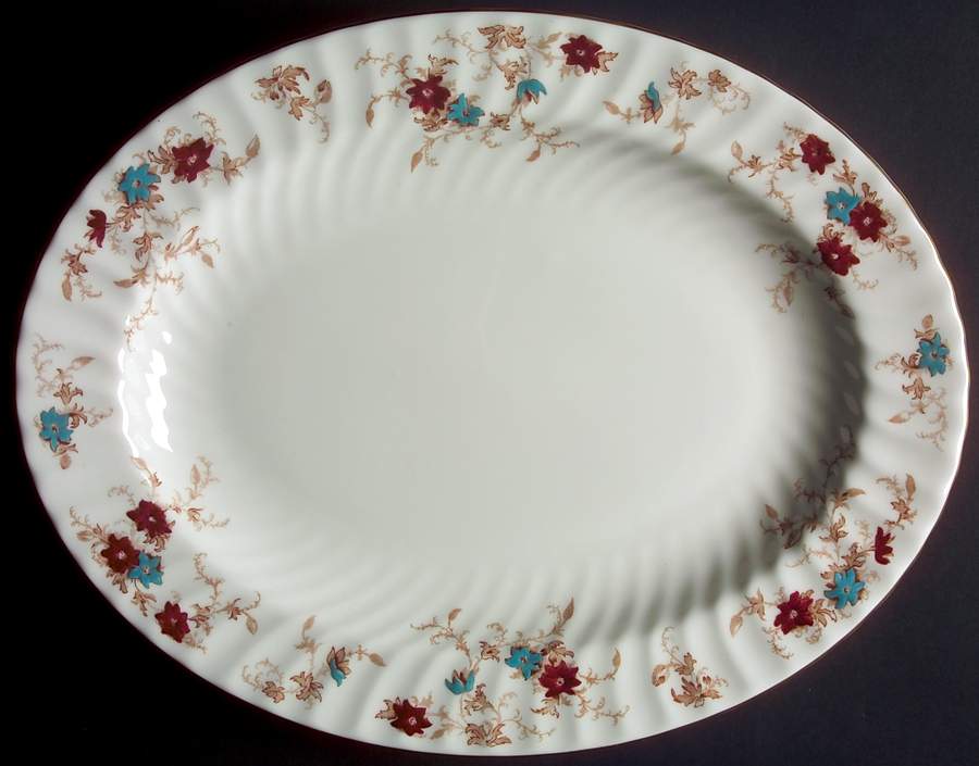 Ancestral (Wreath Backstamp) 13" Oval Serving Platter by Minton-1