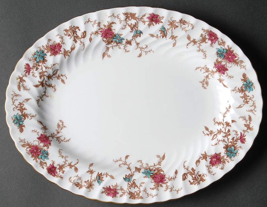 Ancestral (Wreath Backstamp) 10" Oval Serving Platter by Minton-1
