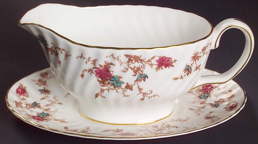 Ancestral (Wreath Backstamp) Gravy Boat & Underplate by Minton-1