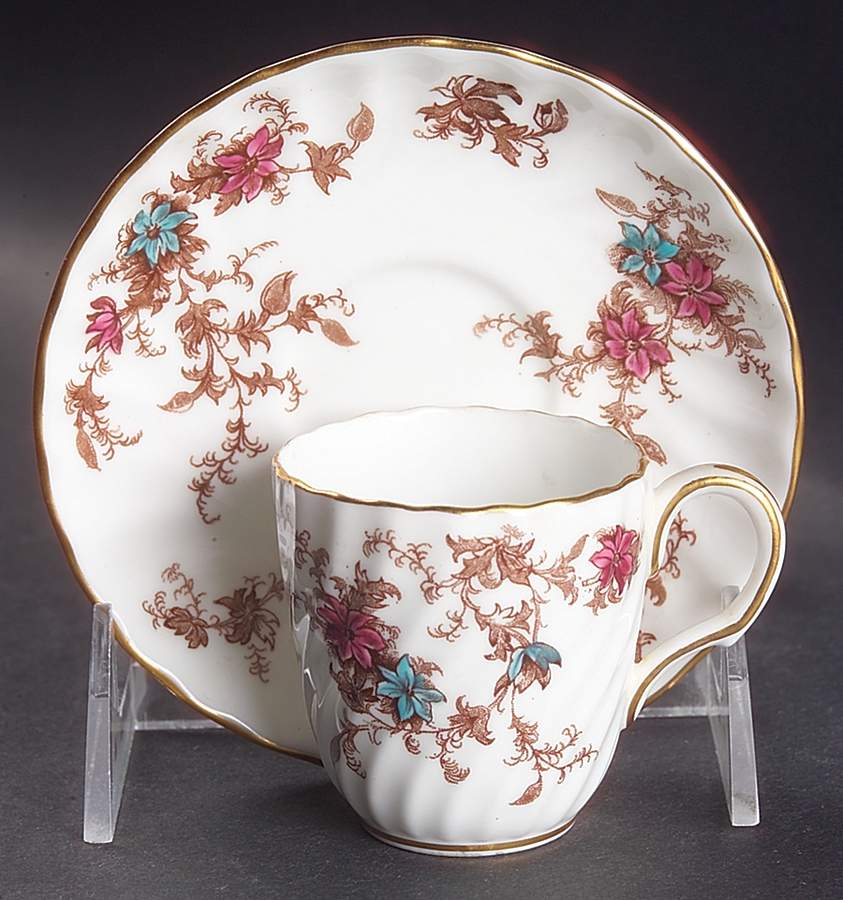 Ancestral (Wreath Backstamp) Flat Demitasse Cup & Saucer Set by Minton-1