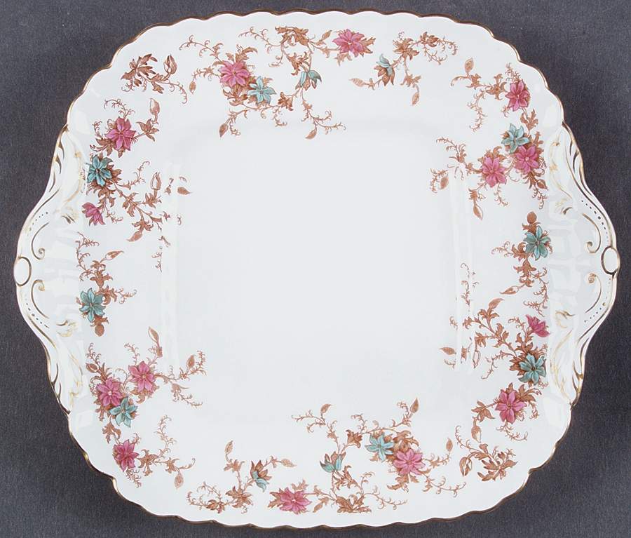 Ancestral (Wreath Backstamp) Square Handled Cake Plate by Minton-1