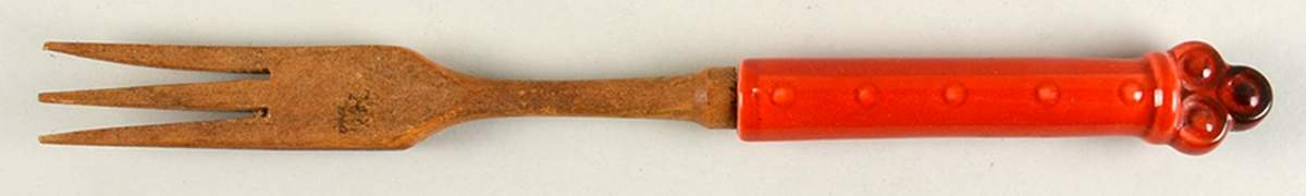 Red Rooster Red Salad Serving Fork with Wood Prongs by Metlox - Poppytrail - Vernon-1