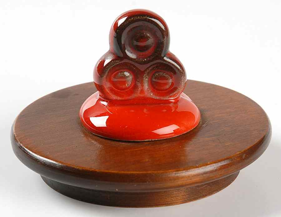 Red Rooster Red Wood Lid for Small Canister by Metlox - Poppytrail - Vernon-1