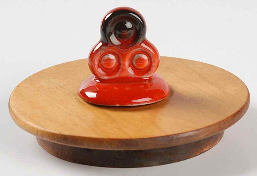 Red Rooster Red Wood Lid for Medium Canister by Metlox - Poppytrail - Vernon-1