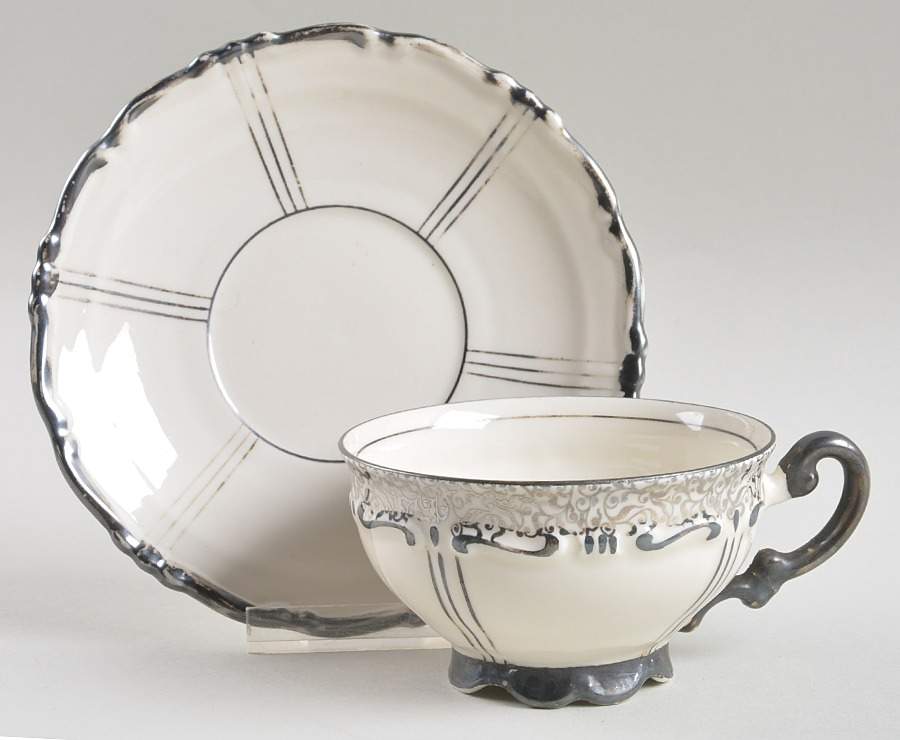MIT46 Platinum Footed Cup & Saucer Set by Mitterteich-1