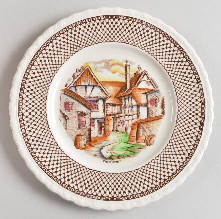 Shakespeare Land Brown Multicolor Salad Plate by Myott Staffordshire-1