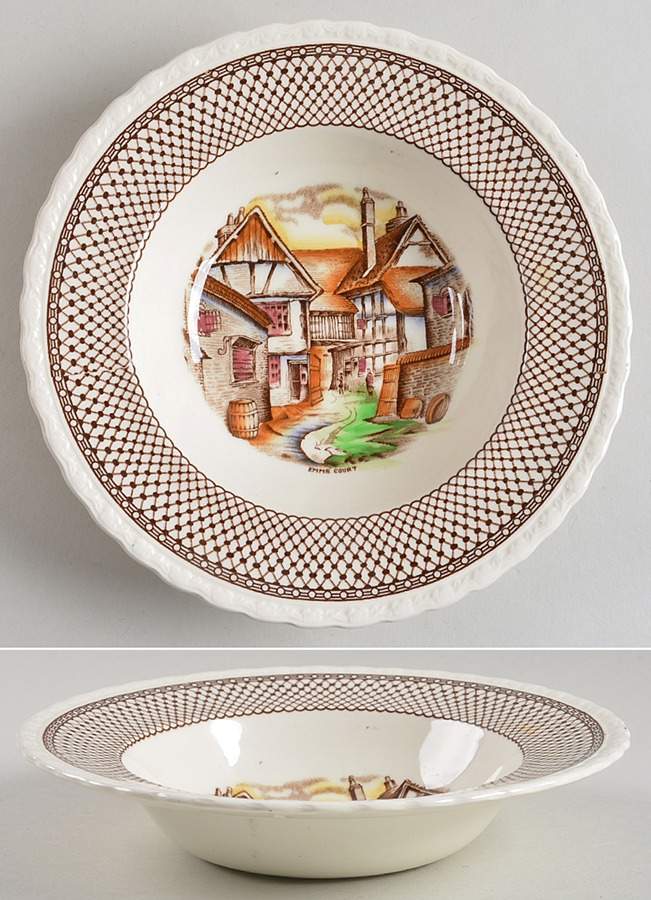 Shakespeare Land Brown Multicolor Rim Soup Bowl by Myott Staffordshire-1