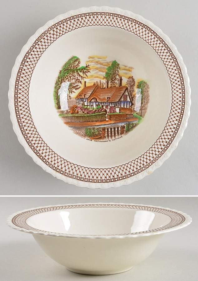 Shakespeare Land Brown Multicolor 9" Round Vegetable Bowl by Myott Staffordshire-1